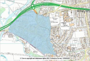 Town centre map of Ringwood