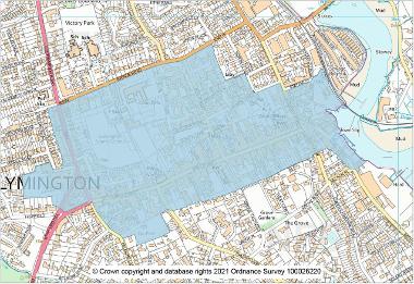 Town centre map of Lymington