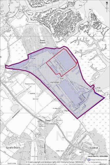 Map showing area of Strategic Site 4: The former Fawley Power Station map