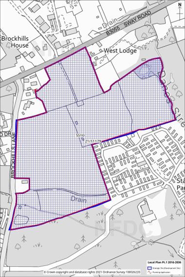 Map showing area of Strategic Site 10: Land to the east of Brockhills Lane, New Milton map