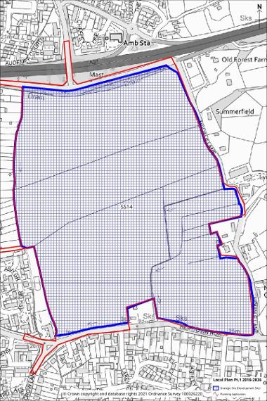 Map showing area of Strategic Site 14: Land to the north of Hightown Road, Ringwood map