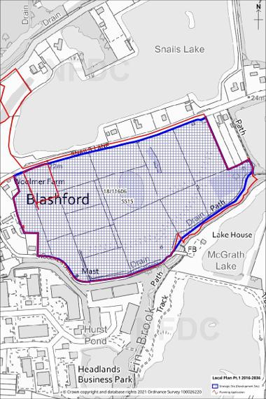 Map showing area of Strategic Site 15: Land at Snails Lane, Ringwood map