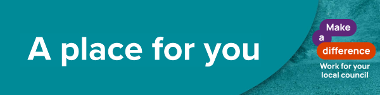 Teal coloured banner with the words A place for you