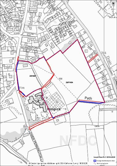 map showing planning applications for strategic site SS6 with the planning applications received in red