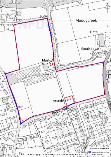 map showing planning applications for Strategic Site 7: Land north of Manor Road, Milford on Sea