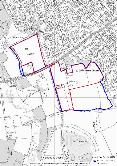 Red line plan showing planning applications and allocation area for Strategic Site 5