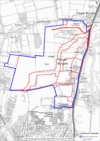 Map showing area of Strategic Site 18: Land at Burgate, Fordingbridge map