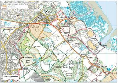 Map indicating the area of the Cadland Estate BNG project